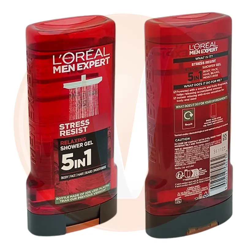 L’Oreal Men Expert Stress Resist Shower Gel 3 شامپو سر و بدن لورال استرس رزیست شامپو بدن لورآل Stress Resist شاور ژل قرمز اصل فرانسه اورجینال