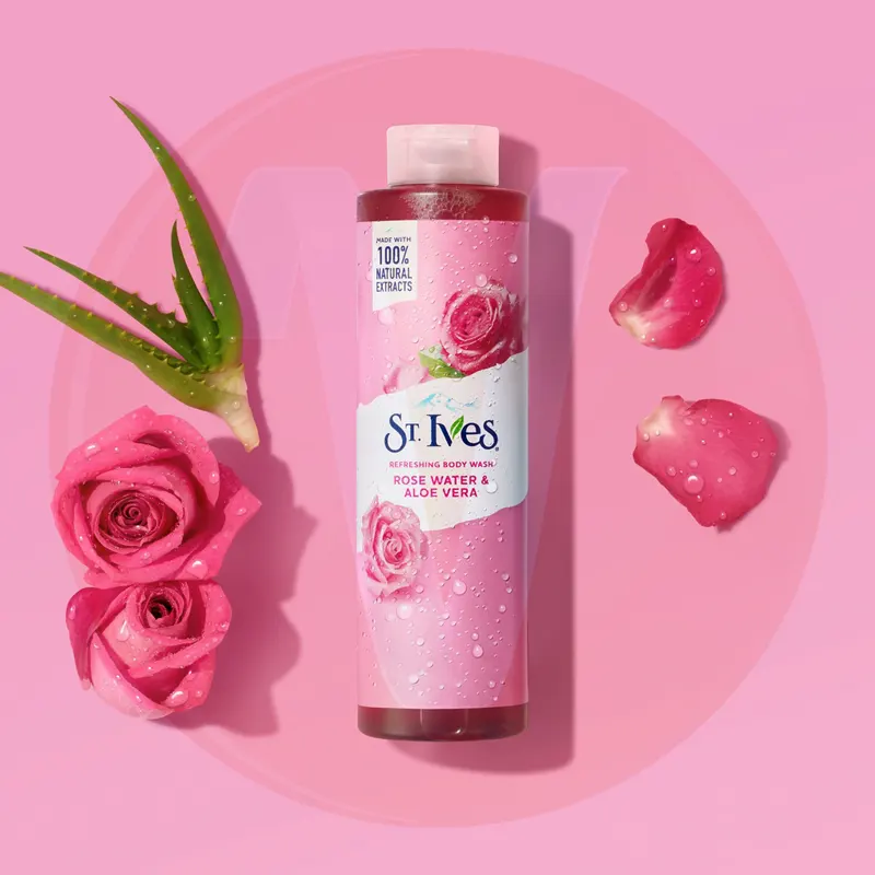 Stives Rose Water & Aloe Vera Body Wash 4 شامپو بدن گل رز و آلوورا سینت ایوز آلوئه ورا Stives Rose Water & Aloe Vera اصل اورجینال