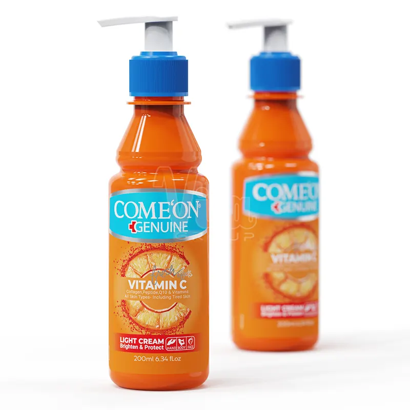 Comeon Vitamin C Light Cream 200ml 3 کرم روشن کننده ویتامین سی کامان پمپی حجم 200 میل