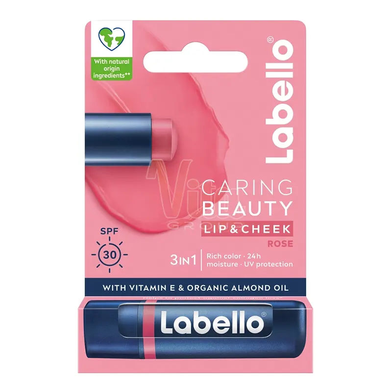 بالم لب و رژ لب سه در یک لابلو کرینگ بیوتی رز Labello Caring Beauty Rose