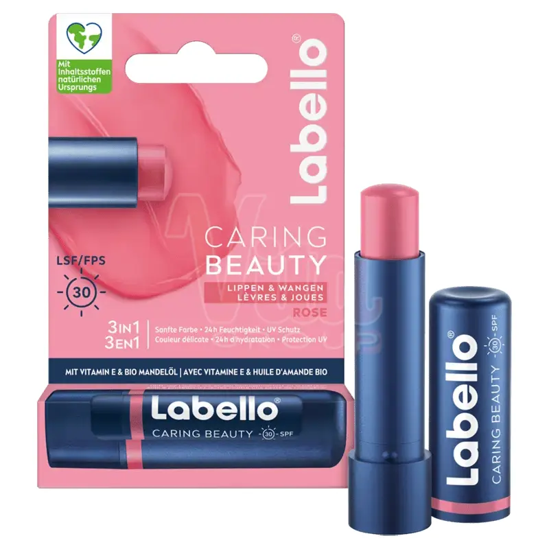 Labello Caring Beauty Rose 3 بالم لب و رژ لب سه در یک لابلو کرینگ بیوتی رز Labello Caring Beauty Rose