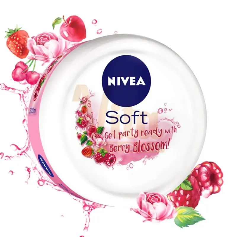 Nivea Soft Berry Blossom Cream 3 کرم نیوا سافت میوه ای توت و شکوفه بری بلوسوم حجم 100 میل Nivea Berry Blossom