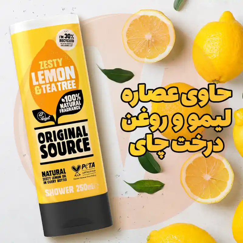 Original Source Zesty Lemon & Tea Tree Shower Gel 4 شامپو بدن لیمو اورجینال سورس حجم 500 میل ساحت انگلیس | Original Source Zesty Lemon