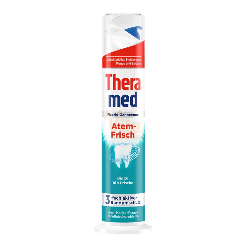 خمیر دندان پمپی ترامد خوشبو کننده دهان حجم 100 میل ساخت آلمان Theramed Atem-Frisch