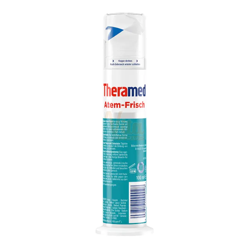 خمیر دندان پمپی ترامد خوشبو کننده دهان حجم 100 میل ساخت آلمان Theramed Atem-Frisch