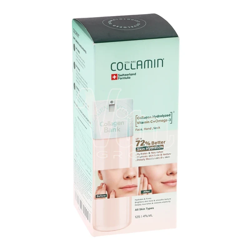 Collamin Collagen Bank Omega 3 Cream 125ml 4 کرم کلاژن بانک کلامین حاوی امگا 3 و ویتامین C حجم 125 میل Collamin