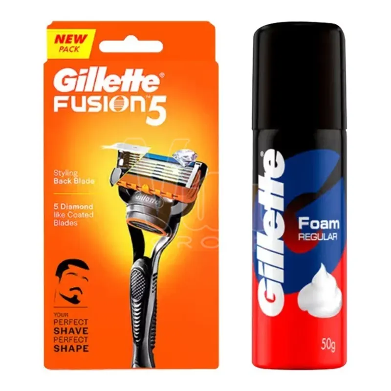 ست اصلاح ژیلت فیوژن به همراه فوم اصلاح نرمال 50 گرم Gillette Fusion+Shave Foam