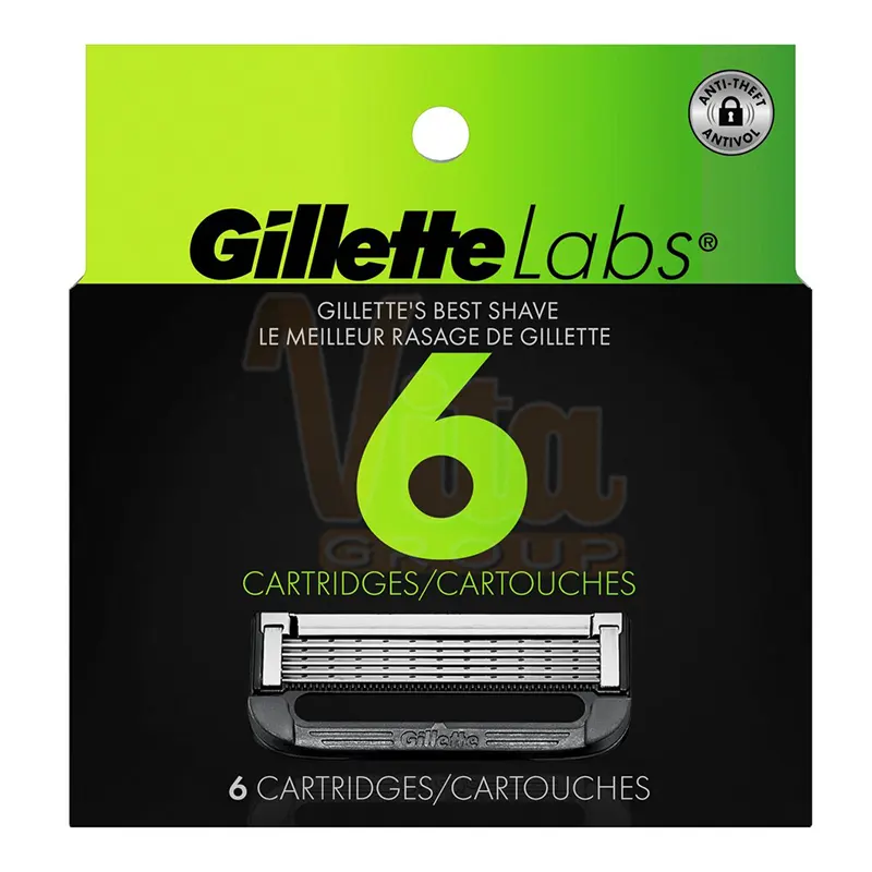 تیغ یدک ژیلت لبز ساده بسته 6 عددی کارتریج ژیلت لبز Gillette Labs Cartridge