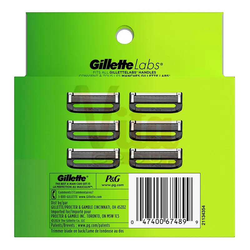 تیغ یدک ژیلت لبز ساده بسته 6 عددی کارتریج ژیلت لبز Gillette Labs Cartridge