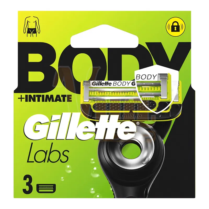تیغ یدک ژیلت لبز بادی مناسب اصلاح بدن و نقاط حساس Gillette Labs Body + Intimate بسته 3 عددی