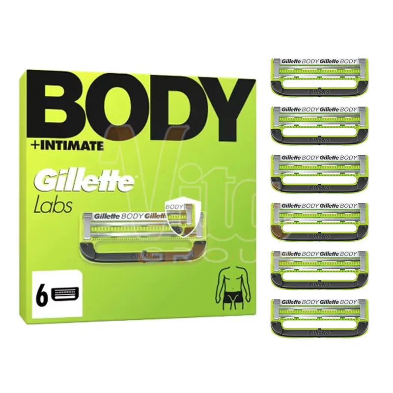 تیغ یدک ژیلت لبز بادی مناسب اصلاح بدن و نقاط حساس Gillette Labs Body + Intimate بسته 6 عددی