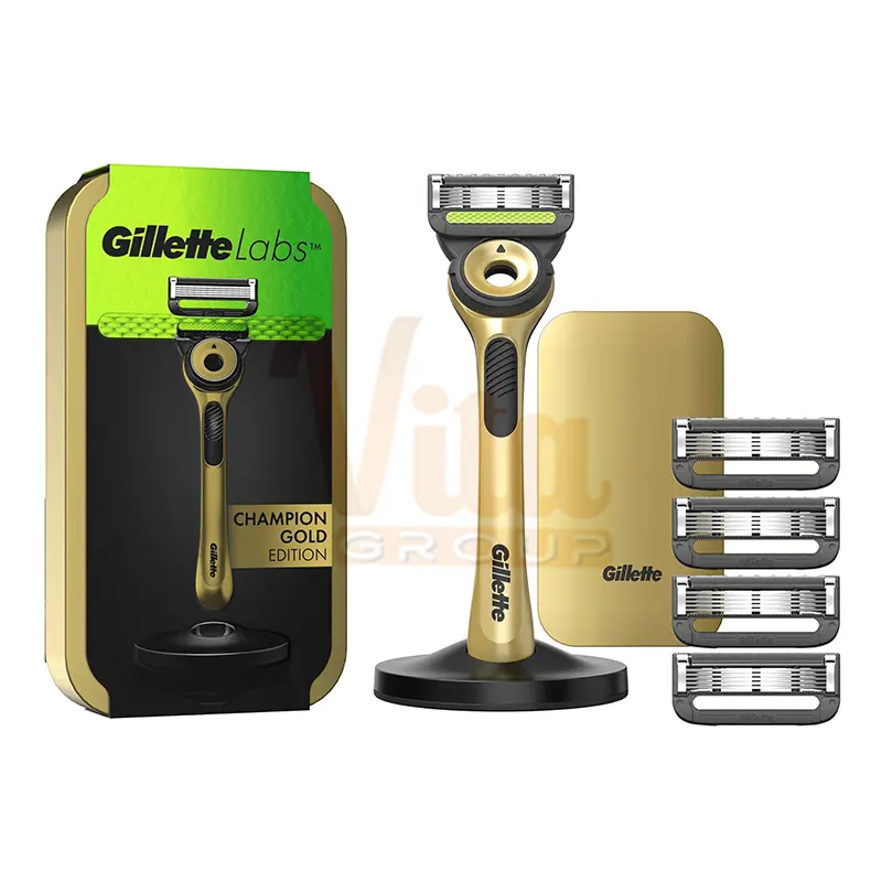 تیغ اصلاح ژیلت لبز چمپیون گلد 5 یدک Gillette Labs Champion Gold هارد کیس باکس مقاوم پنج یدک