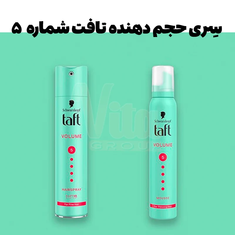 Taft Volume 5 Hair Mousse 4 موس مو تافت ولوم 5 سبز ساخت آلمان Taft Volume 5 حجم 200 میل