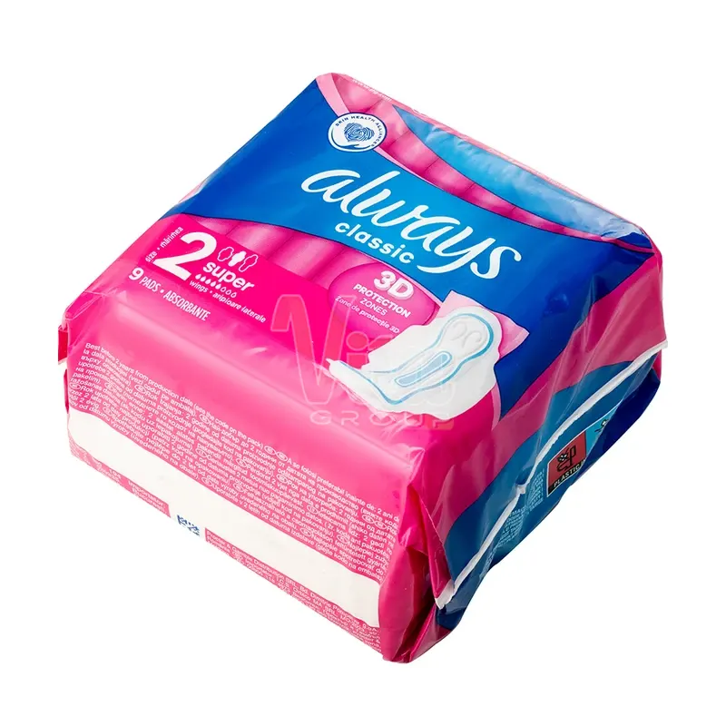 Always Classic Size 2 Super Sanitary Pads 5 نوار بهداشتی آلویز کلاسیک سایز 2 سوپر Always Classic Super