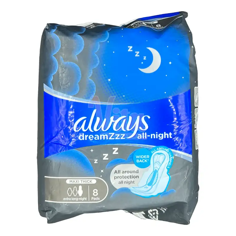 نوار بهداشتی آلویز شب آل نایت دریم زز سایز 3 بالدار بسته 8 عددی Always DreamZzz All Night