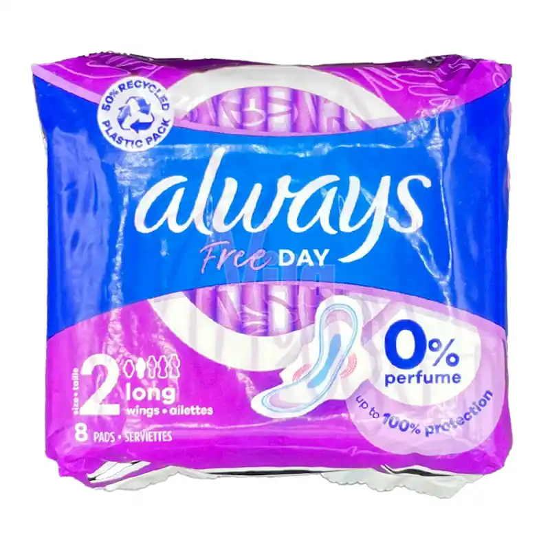 نوار بهداشتی آلویز فری دی سایز ۲ مناسب استفاده روز بالدار بسته 8 Always Free Day