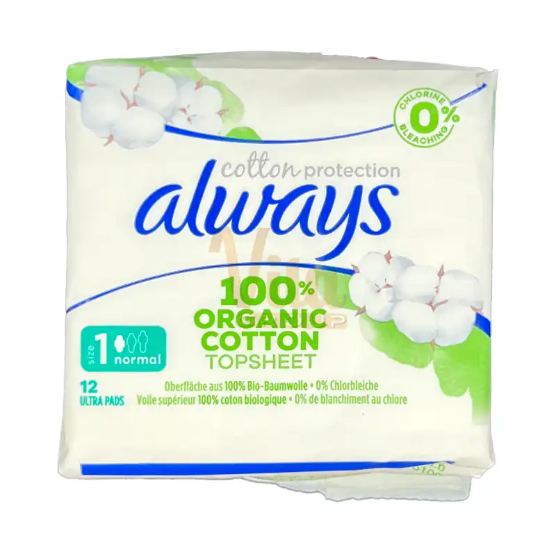 نوار بهداشتی آلویز ارگانیک سایز 1 نرمال 100% پنبه کتان Always Organic