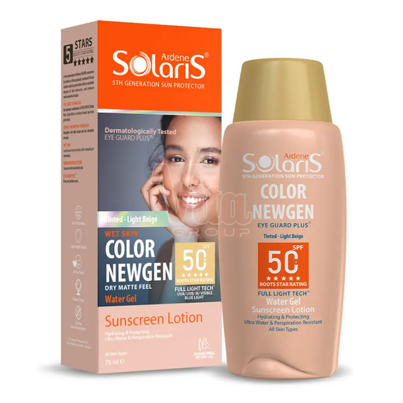 ضد آفتاب سولاریس کالر نیوژن بژ روشن Color NEWGEN لوسیون رنگی واترژل با SPF50