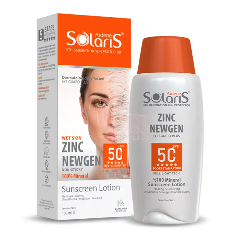 ضد آفتاب سولاریس زینک نیوژن Zinc NEWGEN؛ لوسیون ۱۰۰٪ مینرال با SPF50